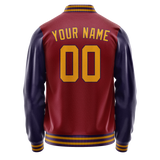 Custom Crimson Navy Solid Color Varsity Letterman Jacket