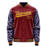 Custom Crimson Navy Solid Color Varsity Letterman Jacket