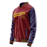 Custom Crimson Navy Solid Color Varsity Letterman Jacket