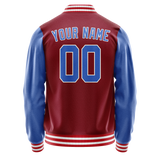 Custom Crimson Light-Blue Solid Color Varsity Letterman Jacket