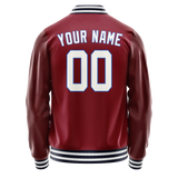 Custom Crimson White Solid Color Varsity Letterman Jacket