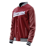 Custom Crimson White Solid Color Varsity Letterman Jacket