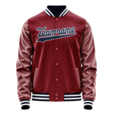 Custom Crimson Navy Solid Color Varsity Letterman Jacket