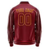 Custom Crimson Gold Solid Color Varsity Letterman Jacket