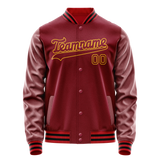 Custom Crimson Gold Solid Color Varsity Letterman Jacket