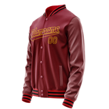 Custom Crimson Gold Solid Color Varsity Letterman Jacket