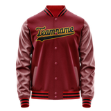Custom Crimson Black Solid Color Varsity Letterman Jacket