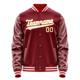 Custom Crimson White Solid Color Varsity Letterman Jacket