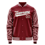 Custom Crimson White Solid Color Varsity Letterman Jacket