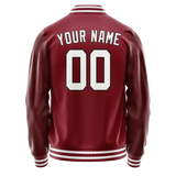 Custom Crimson White Solid Color Varsity Letterman Jacket