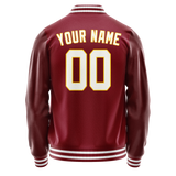 Custom Crimson White Solid Color Varsity Letterman Jacket