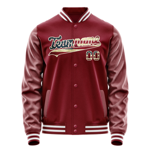 Custom Crimson Cream Vintage Usa Flag Varsity Letterman Jacket