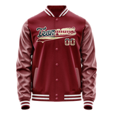 Custom Crimson Cream Vintage Usa Flag Varsity Letterman Jacket