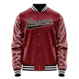 Custom Crimson Black Solid Color Varsity Letterman Jacket