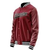 Custom Crimson Black Solid Color Varsity Letterman Jacket