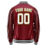 Custom Crimson White Solid Color Varsity Letterman Jacket