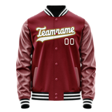 Custom Crimson White Solid Color Varsity Letterman Jacket