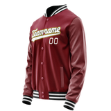 Custom Crimson White Solid Color Varsity Letterman Jacket