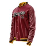 Custom Crimson Black Solid Color Varsity Letterman Jacket