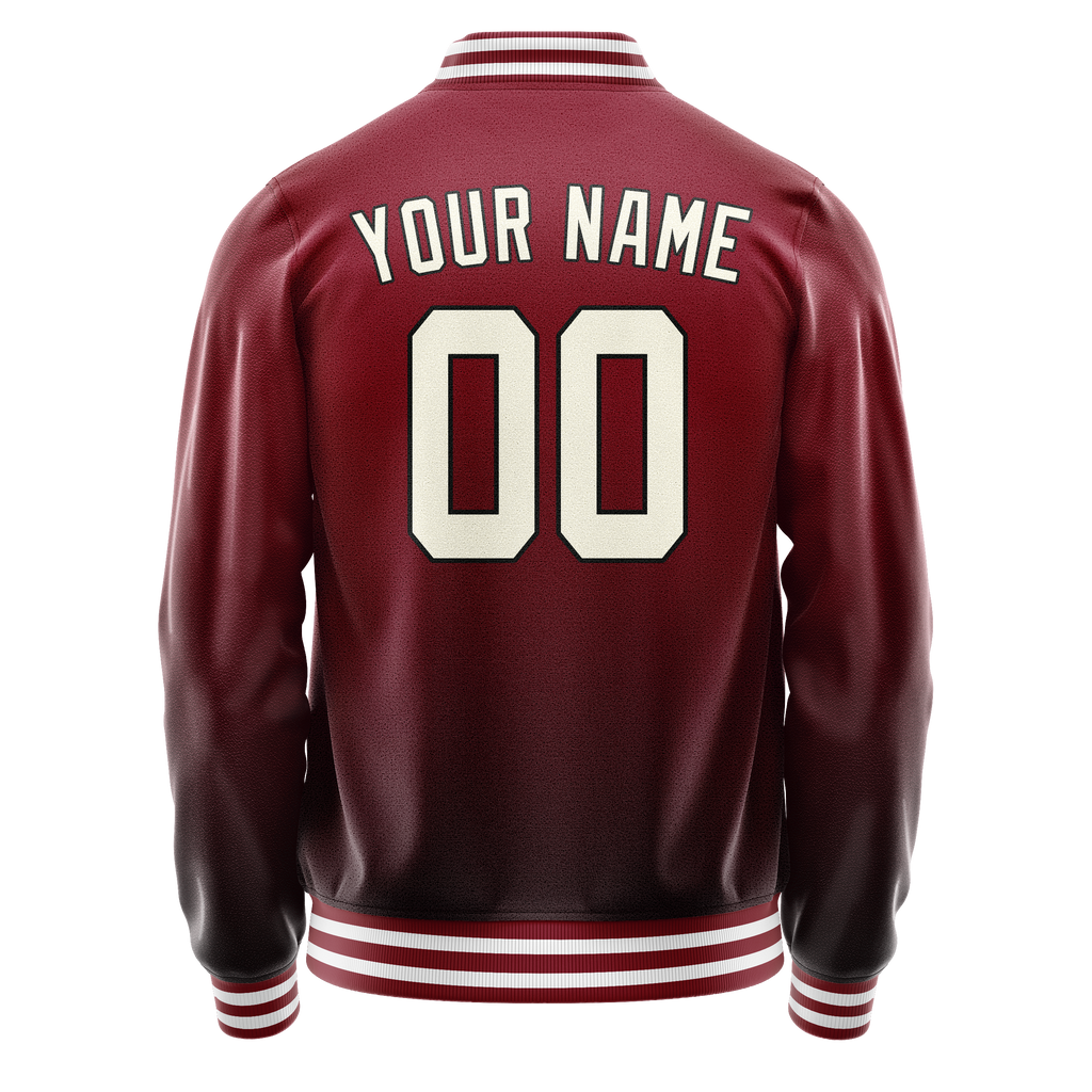 Custom Crimson Cream Solid Color Varsity Letterman Jacket