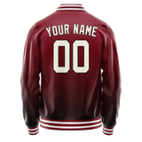 Custom Crimson Cream Solid Color Varsity Letterman Jacket