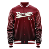 Custom Crimson Cream Solid Color Varsity Letterman Jacket