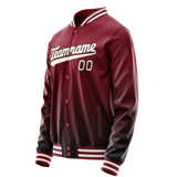 Custom Crimson Cream Solid Color Varsity Letterman Jacket