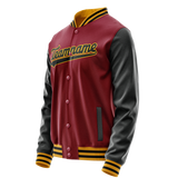 Custom Crimson Black Solid Color Varsity Letterman Jacket