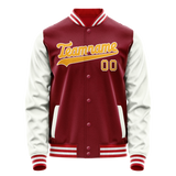 Custom Crimson White Solid Color Varsity Letterman Jacket