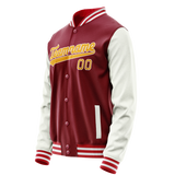 Custom Crimson White Solid Color Varsity Letterman Jacket