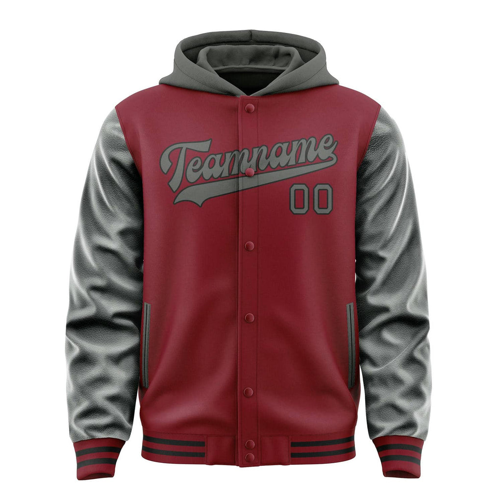 Custom Crimson Red Dark Grey Jacket