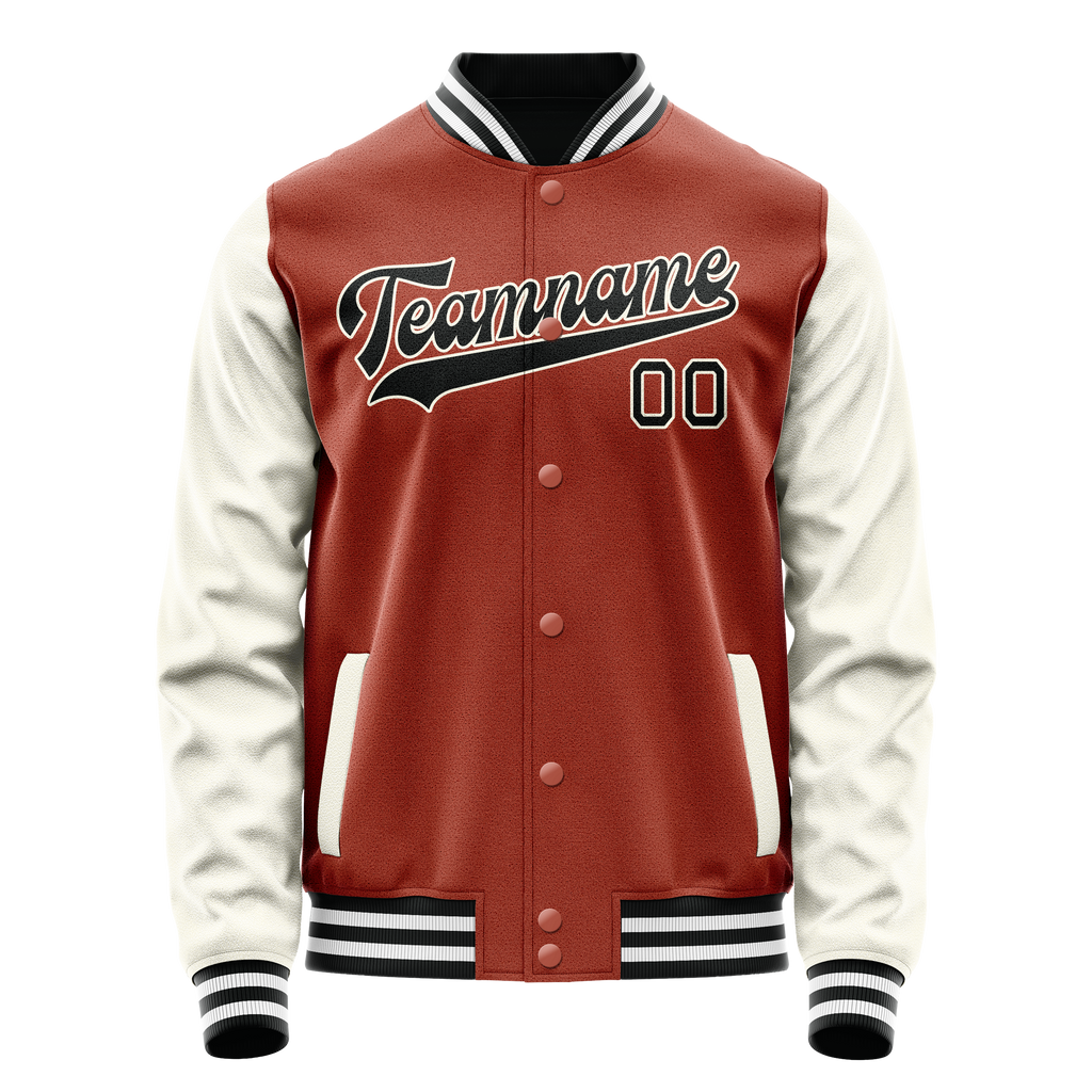 Custom Texas-Orange Cream Solid Color Varsity Letterman Jacket