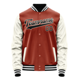 Custom Texas-Orange Cream Solid Color Varsity Letterman Jacket