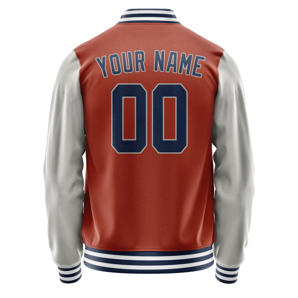 Custom Texas-Orange Gray Solid Color Varsity Letterman Jacket
