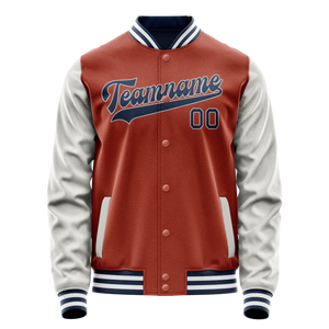 Custom Texas-Orange Gray Solid Color Varsity Letterman Jacket