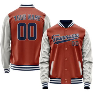 Custom Texas-Orange Gray Solid Color Varsity Letterman Jacket