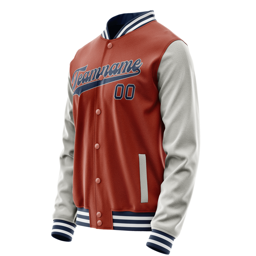 Custom Texas-Orange Gray Solid Color Varsity Letterman Jacket