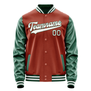 Custom Texas-Orange Kelly-Green Solid Color Varsity Letterman Jacket