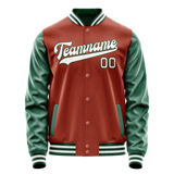 Custom Texas-Orange Kelly-Green Solid Color Varsity Letterman Jacket