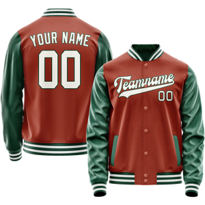 Custom Texas-Orange Kelly-Green Solid Color Varsity Letterman Jacket