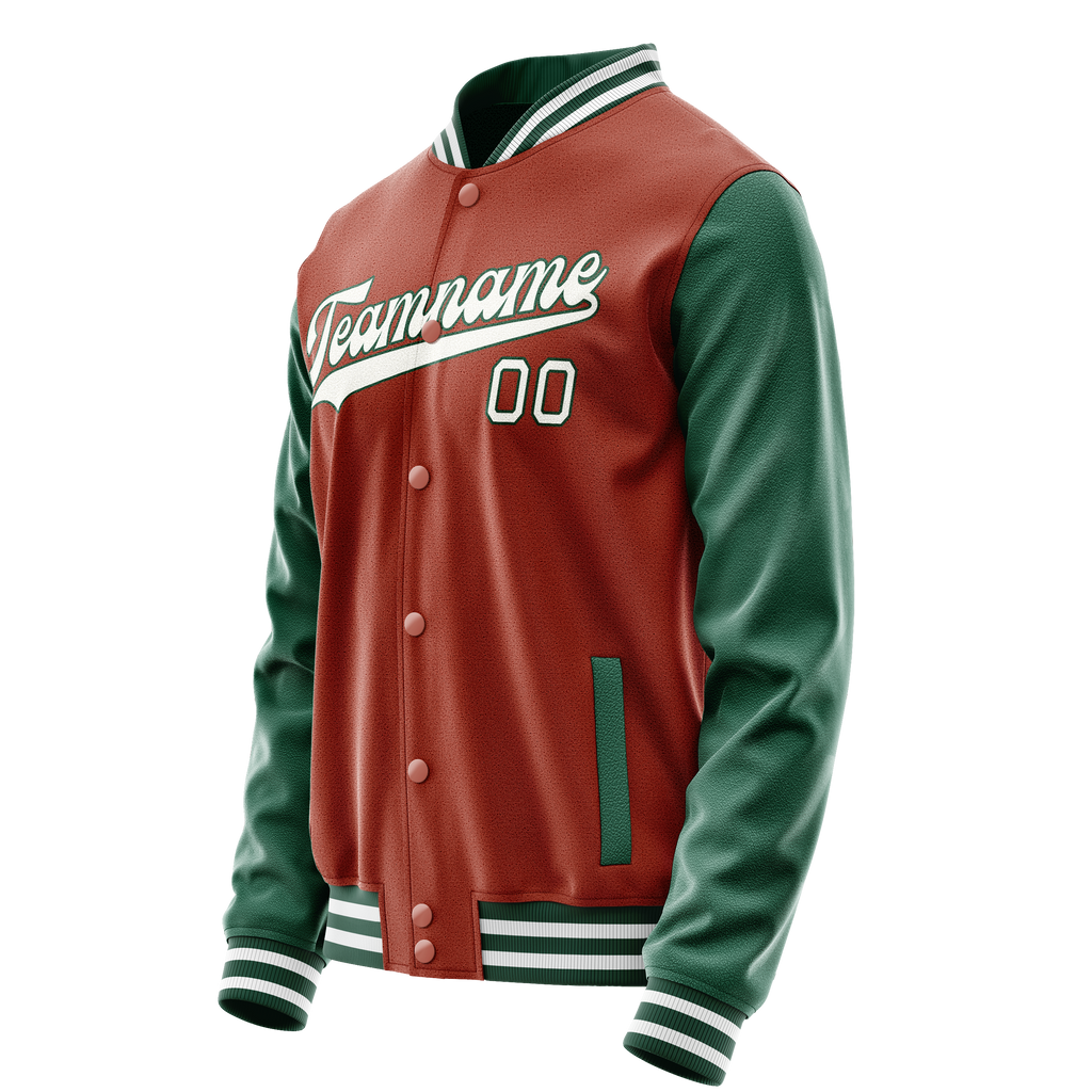 Custom Texas-Orange Kelly-Green Solid Color Varsity Letterman Jacket