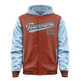 Custom Coral Red Light Blue Jacket