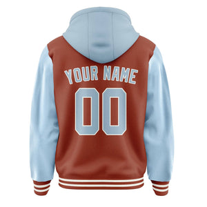 Custom Coral Red Light Blue Jacket