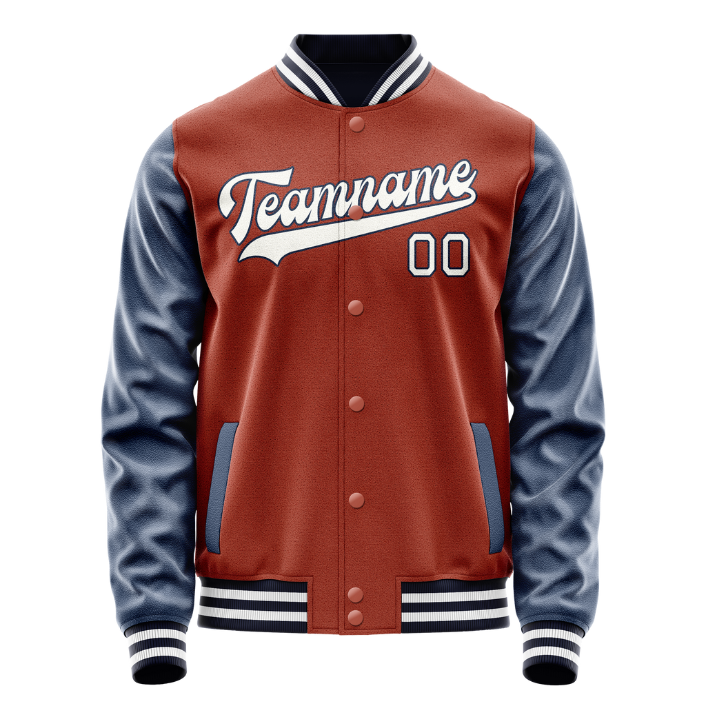 Custom Texas-Orange Royal Solid Color Varsity Letterman Jacket