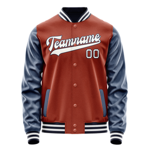Custom Texas-Orange Royal Solid Color Varsity Letterman Jacket