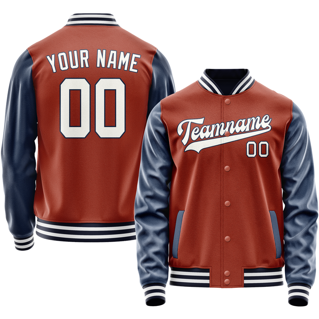 Custom Texas-Orange Royal Solid Color Varsity Letterman Jacket