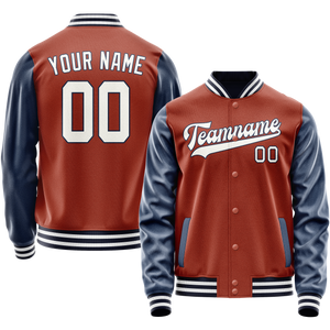 Custom Texas-Orange Royal Solid Color Varsity Letterman Jacket