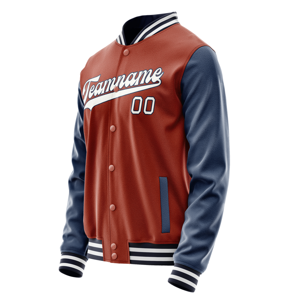 Custom Texas-Orange Royal Solid Color Varsity Letterman Jacket
