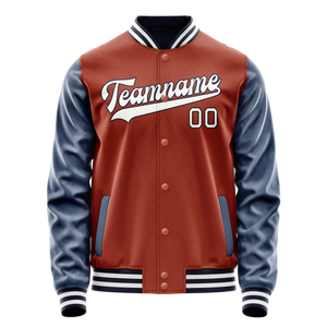 Custom Texas-Orange Navy Solid Color Varsity Letterman Jacket