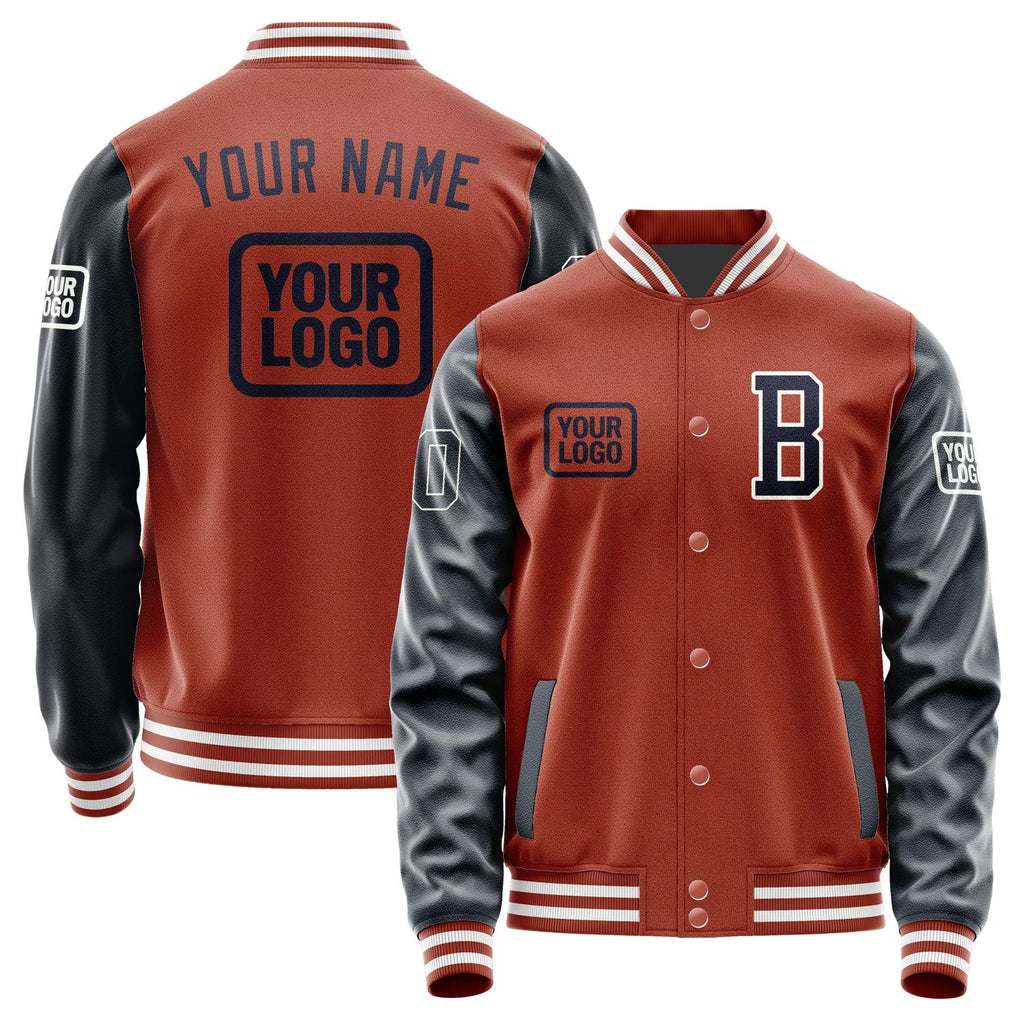 Custom Coral Red Navy Jacket JA161611161818111118